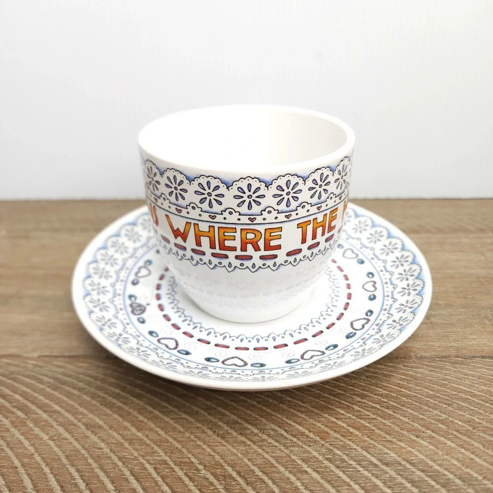 Mary Engelbreit Andrews McMeel Time For Tea Home is Where the Heart Cup & Saucer